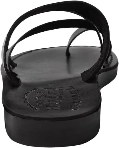 Miniatura 3 de Holy Land Market Sandalias bíblicas unisex de cuero genuino para adultosniñoschanclaschanclaspantuflas (Jesús - Yashua) Belén estilo negro