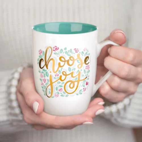 Miniatura 3 de WITH LOVE Taza de café inspiradora para mujer, elige Joy Teal con acentos dorados, taza de café/té motivacional para su cumpleaños, día de la madre