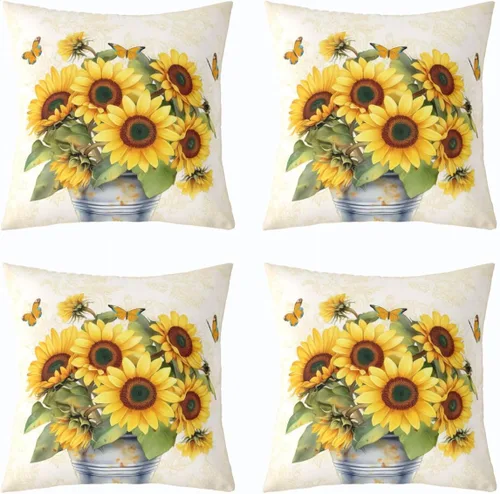 Miniatura 8 de Fundas de almohada de gnomo de tulipán, fundas de almohada florales de mariposa para sofá de cama del hogar, fundas de almohada cuadradas