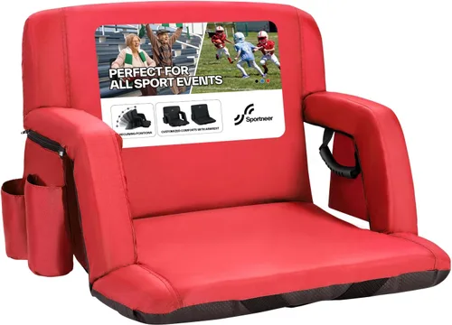 Miniatura 16 de Sportneer - Asientos de estadio para gradas con respaldo, asiento de estadio reclinable y portátil con un grueso cojín acolchado, con respaldo