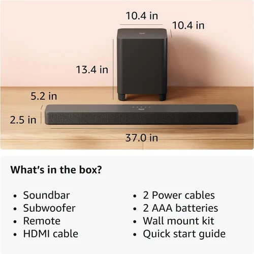 Miniatura 7 de La Barra de sonido Amazon Fire TV Plus con subwoofer (modelo más reciente), canal 3.1, Dolby Atmos, DTS:X y diálogos nítidos