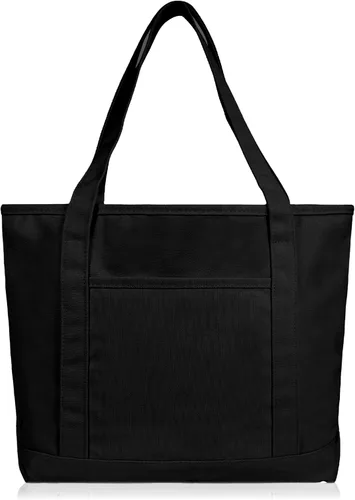 Miniatura 2 de DALIX - Bolsa de compras de lona y algodón de 50cm en color liso (edición exclusiva), Negro), ST-064-Black