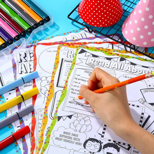 Miniatura 4 de 45 pósteres con texto en inglés "Happy 100th Day", póster de "All About Me", para estudiantes de estrella de bricolaje, suministros de póster sin