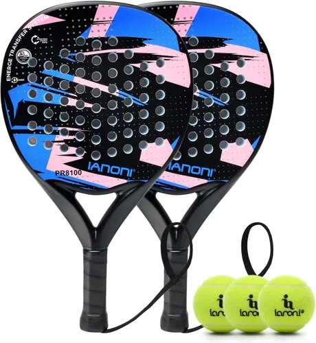 Miniatura 16 de Pala de pádel Superficie de Fibra de Carbono con núcleo de espuma EVA Memory Flex Pala de pádel ligera rojo (8200 Red)
