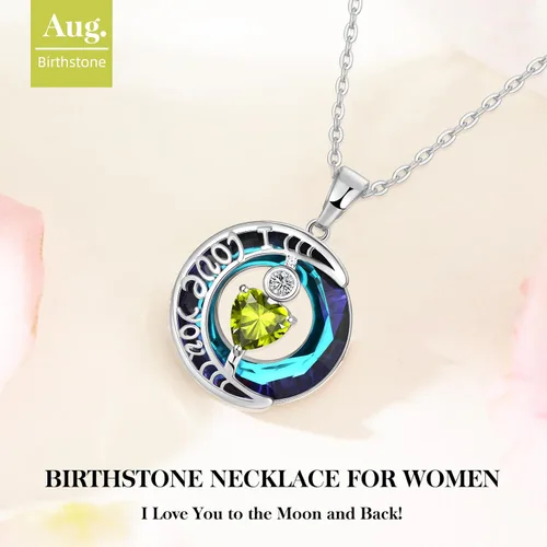 Miniatura 70 de Collares de cristal para mujer, regalos para aniversario de esposa, regalos de cumpleaños para mujeres, collar de zafiro azul con la frase "I Love