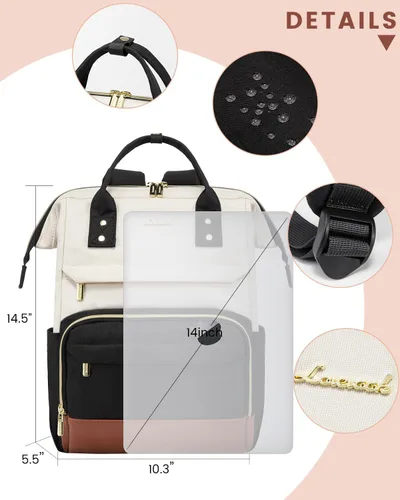 Miniatura 4 de LOVEVOOK Mochila de moda para mujer, Beige-negro-marrón, Elegante