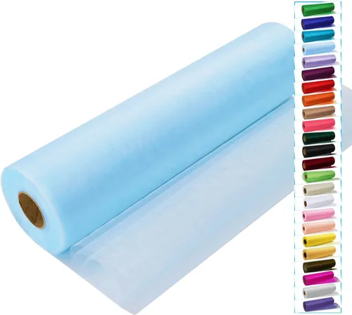 Miniatura 14 de Rollos de tela de tul negro con cristales y organza 12 pulgadas por 150 pies (45,72 m), tela transparente para manualidades, lazos de tutú