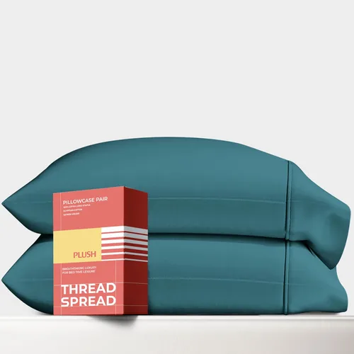 Miniatura 20 de Thread Spread Fundas de Almohada de Algodón Egipcio 100% Tamaño Estándar/Queen Juego de 2 - Fundas de Almohada Beige Satén de Lujo con Cuenta
