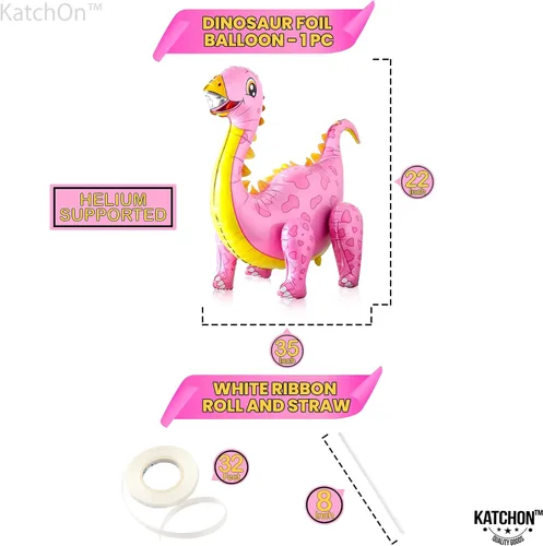 Miniatura 7 de KatchOn, Combo de globos grandes de dinosaurio rosa, 35 pulgadas, paquete de 3, globos de dinosaurio rosa 3D para fiesta de cumpleaños, globos