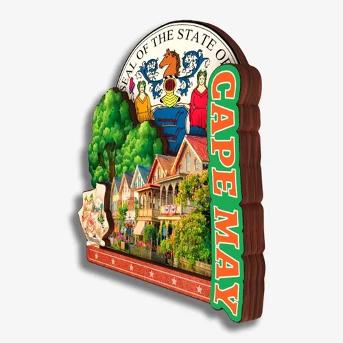 Miniatura 3 de Cape May - Imán de nevera de Nueva Jersey Estados Unidos América, colección de madera, madera 3D, hecho a mano, recuerdos de la ciudad de viaje