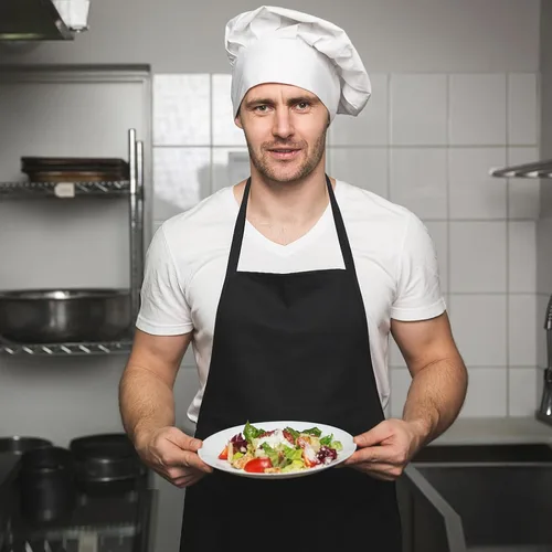 Miniatura 6 de Paquete de 12 delantales con peto, delantales unisex de cocina de restaurante para mujeres con 2 bolsillos, delantales de chef para cocinar