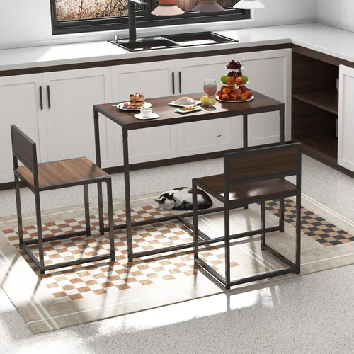 Miniatura 3 de SogesHome Juego de mesa de comedor compacta con 2 sillas, juego de mesa pequeña de 3 piezas, juego de sillas de mesa de desayuno para cocina, sala