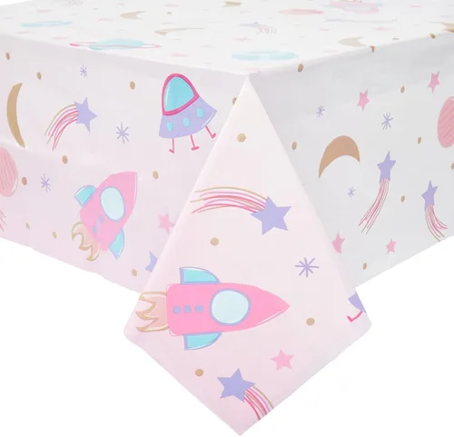 Miniatura 3 de Blue Panda Funda rectangular de plástico para mesa espacial, funda de plástico desechable duradera, decoración de fiesta de galaxia y decoraciones