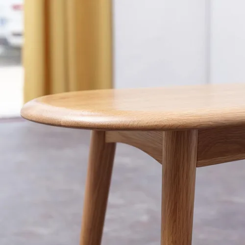 Miniatura 5 de Banco de comedor de madera de roble macizo, banco de acento con grano de madera para comedor, entrada, dormitorio