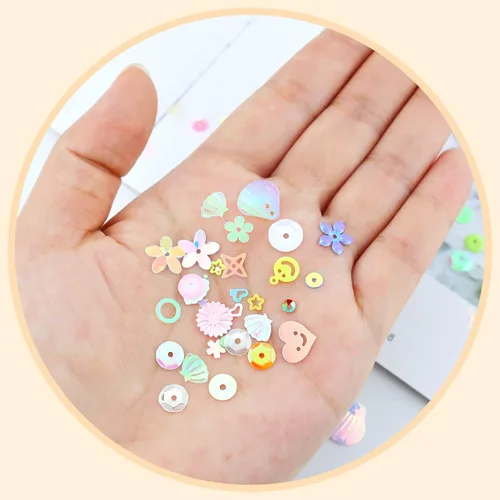 Miniatura 4 de 1 caja de lentejuelas y lentejuelas para manualidades, lentejuelas multicolor para niños, suministros de lentejuelas para hacer joyas, ropa hecha a