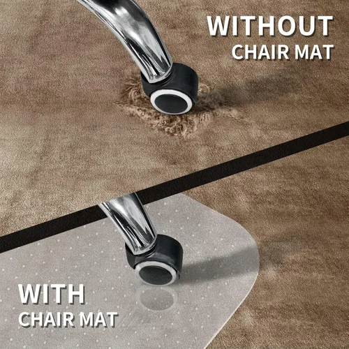 Miniatura 3 de Alfombrilla protectora para silla para suelo alfombrado con labio, protector de alfombra de PVC de 47 x 36 pulgadas para alfombras de pelo corto