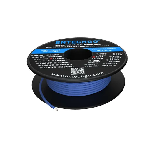 Miniatura 28 de BNTECHGO Carrete de alambre de silicona calibre 14 20 pies rojo y 20 pies negro flexible 14 AWG alambre de cobre estañado trenzado