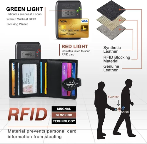 Miniatura 3 de CONISY Cartera pequeña para mujer, con bloqueo RFID, de piel, delgada, plegable, bolsillo frontal, cartera para mujer con cremallera, Negro