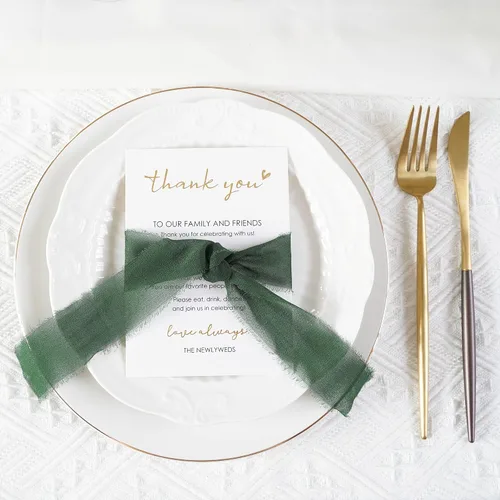Miniatura 11 de HUIHUANG Tarjetas de agradecimiento de boda, 50 tarjetas de lugar para colocar en la mesa, recepciones, cenas, eventos y celebraciones