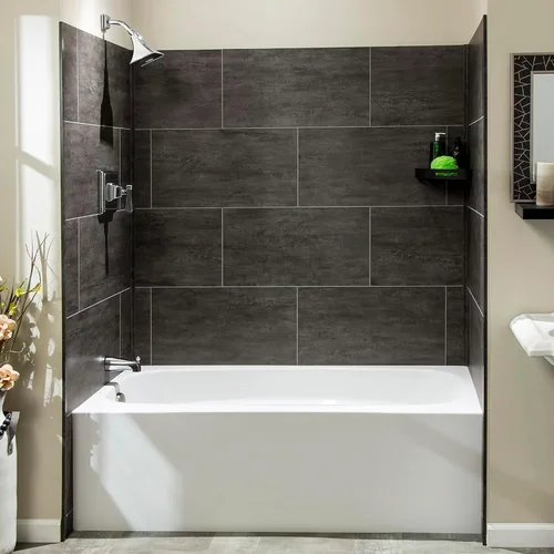 Miniatura 2 de Palisade Kit envolvente de ducha y bañera de azulejos de vinilo entrelazados de 25.6 pulgadas x 14.8 pulgadas en pizarra cenicienta