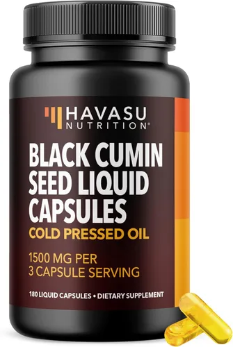 Miniatura 14 de Cápsulas de aceite de semilla negra prensado en frío - Suplemento de 1500 mg de comino negro para la función inmune, apoyo digestivo y salud general