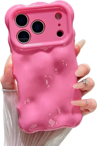 Miniatura 13 de XIZYO Funda para iPhone 13 de 6.1 pulgadas, bonito patrón de ondas, estético, 3D, rizado, ondulado, chapado en purpurina, para mujeres y niñas, Azul