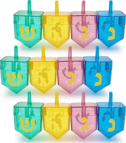 Dreidel Company Hanukkah Dreidel rellenable, varios colores, se puede rellenar con gelt o chocolate (paquete de 12)