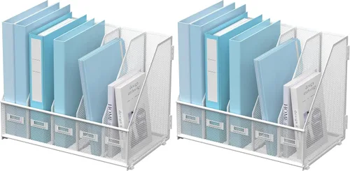 Miniatura 20 de SUPEASY Organizador de escritorio de metal para revistas, con 5 compartimentos verticales, organizador de archivos para escritorio de oficina, Negro