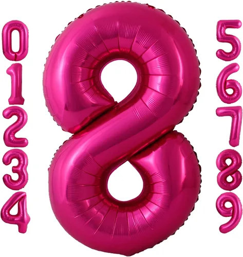 Miniatura 16 de Globo rosa intenso de 40 pulgadas con el número 6, de gran tamaño, de papel de aluminio de Mylar de gran tamaño, globos de helio rosa brillante