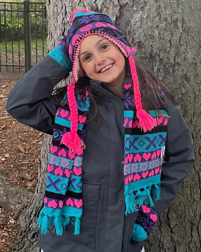 Miniatura 3 de N'Ice Caps, juego de accesorios gorra, bufanda, guante tejidos de sherpa con estampado para chicas.