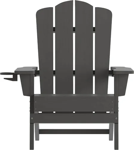 Miniatura 10 de Flash Furniture Newport Adirondack - Silla Adirondack con soporte para tazas, silla Adirondack de poliresina resistente a la intemperie, color gris