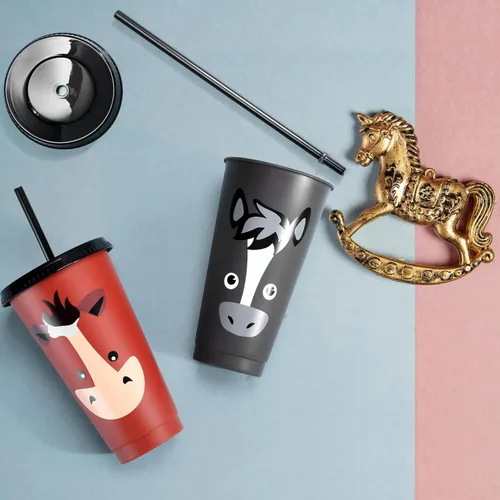 Miniatura 5 de Mifoci 24 tazas de caballo de 24 onzas con tapa, tazas de vaquero con pajita, decoraciones de cumpleaños, vasos de plástico reutilizables