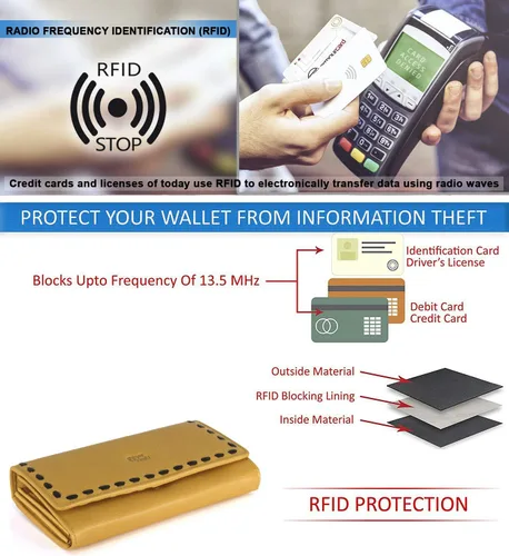 Miniatura 33 de Mou Meraki - Billetera o bolsa de mano de cuero genuino, con bloqueo de seguridad RFID, con escudo contra el robo de identidad, para mujeres