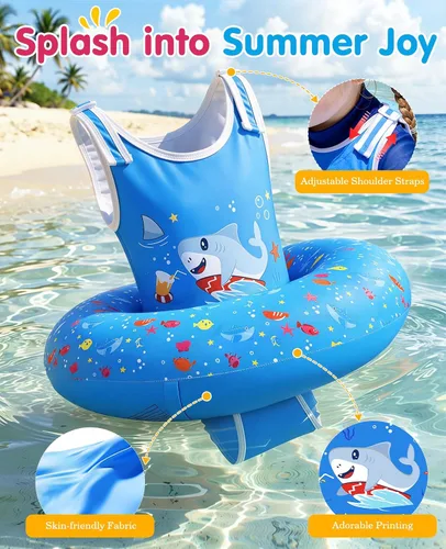 Miniatura 2 de HeySplash Chaleco de natación para niños de 3 a 6 años, chalecos de entrenamiento de natación con correa ajustable para niños y niñas de 29 a 55