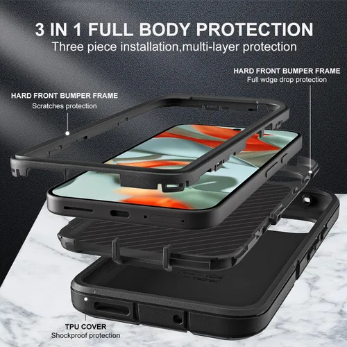 Miniatura 4 de YKHJKLEC Funda para Google Pixel 10 Pro XL, grado militar 3 en 1, resistente a prueba de golpes, caídas y polvo, con 2 protectores de pantalla
