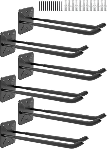 Miniatura 10 de Sinoer Ganchos de garaje dobles resistentes de 12.44 pulgadas para montaje en pared, organizador de herramientas para escaleras, bicicletas
