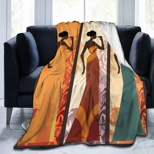 Miniatura 29 de Ouqiuwa Hermosa manta vintage para mujeres afroamericanas, manta de franela de microfibra de felpa de 40 x 30 pulgadas para cama, sofá, campamento