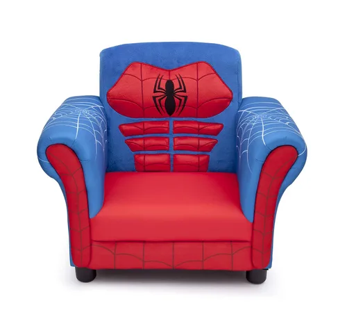 Miniatura 7 de Delta Children Juego de mesa y silla para niños con almacenamiento (2 sillas incluidas) y silla tapizada figural, Marvel Spider-Man (azul, rojo)