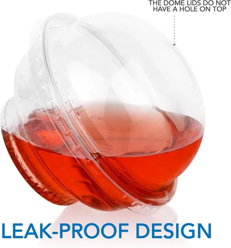 Miniatura 3 de Mini tazas de plástico transparente para postre con tapas de 5 onzas (juego de 50) taza de parfait desechable pequeña, tapa de cúpula, sin agujero
