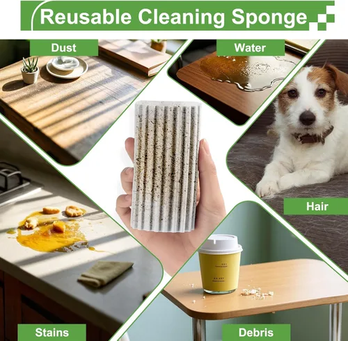Miniatura 4 de Jeymei Paquete de 2 esponjas húmedas limpias, cepillo de limpieza de esponja, plumero para limpiar persianas, vidrio, zócalos, rejillas