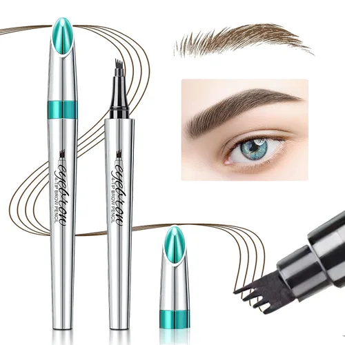 Miniatura 13 de Lápiz de cejas Microblading de 4 puntos para levantar cejas y arrebatar, maquillaje de ojos de larga duración, impermeable, cabello natural