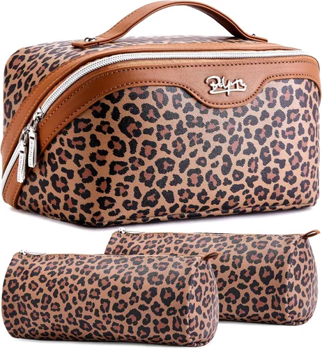 Miniatura 16 de BOYATU Bolsa organizadora de maquillaje de viaje, bolsa de cosméticos: Juego de 3 bolsas de maquillaje para mujeres con asa - Bolsas de aseo