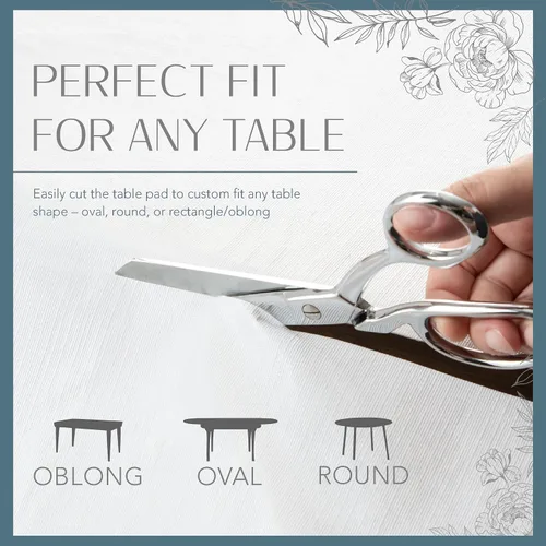 Miniatura 3 de Elrene Home Fashions Protector de mesa de lujo resistente acolchado con respaldo de franela, 70 pulgadas, redondo, blanco