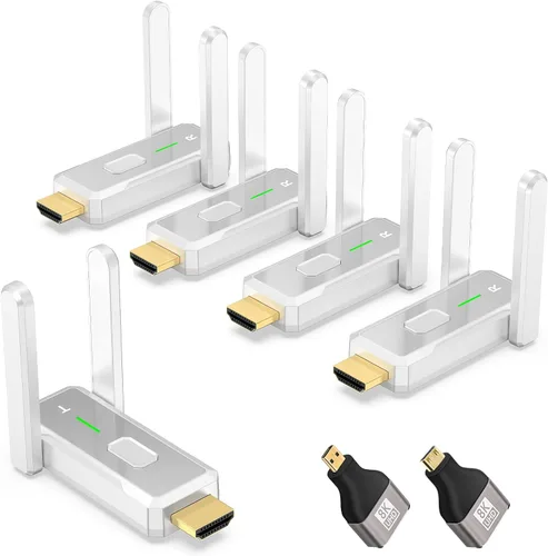 Transmisor HDMI inalámbrico y 4 receptores, 500 FT/150M, 2.4G+5G Plug & Play, transmisión de audio y video HD 1080P, adecuado para portátiles,