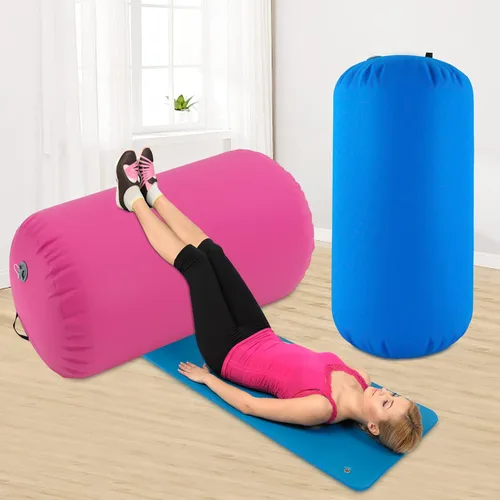 Miniatura 2 de Colchoneta inflable de gimnasia de 39.4 x 23.6 in, color azul/rosa, para uso doméstico, yoga, entrenamiento, animadoras, diversión acuática