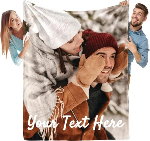 Miniatura 8 de Manta personalizada con foto, manta de felpa con foto personalizada, manta de texto personalizada para novia, novio, esposa, esposo, regalos