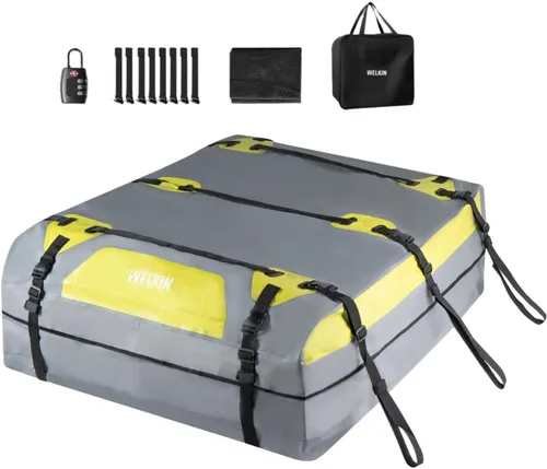 Miniatura 9 de WELKIN Bolsa de carga resistente para techo – Bolsa de techo impermeable de 15 pies cúbicos para todos los vehículos con/sin portaequipajes