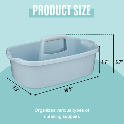 Miniatura 4 de Organizador de suministros de limpieza, paquete de 2 organizadores de suministros de limpieza con asa, cubo de plástico para productos de limpieza