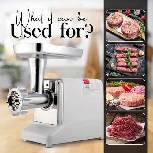Miniatura 6 de Alpine Cuisine Picadora de carne eléctrica de acero inoxidable de 1000 W con aprobación UL, bandeja de carne de alta capacidad, máquina de relleno