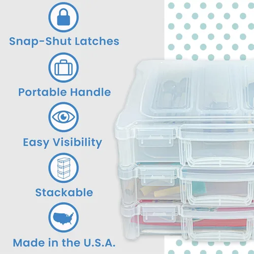 Miniatura 4 de ArtBin 6913ZZ Organizador portátil de arte y manualidades de 12 x 12 pulgadas con asa, paquete de 3, [3] cajas de almacenamiento de plástico